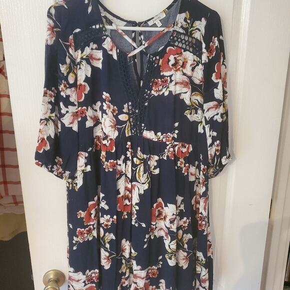 JODIFL NAVY floral flowy tunic dress‎ - Picture 1 of 11